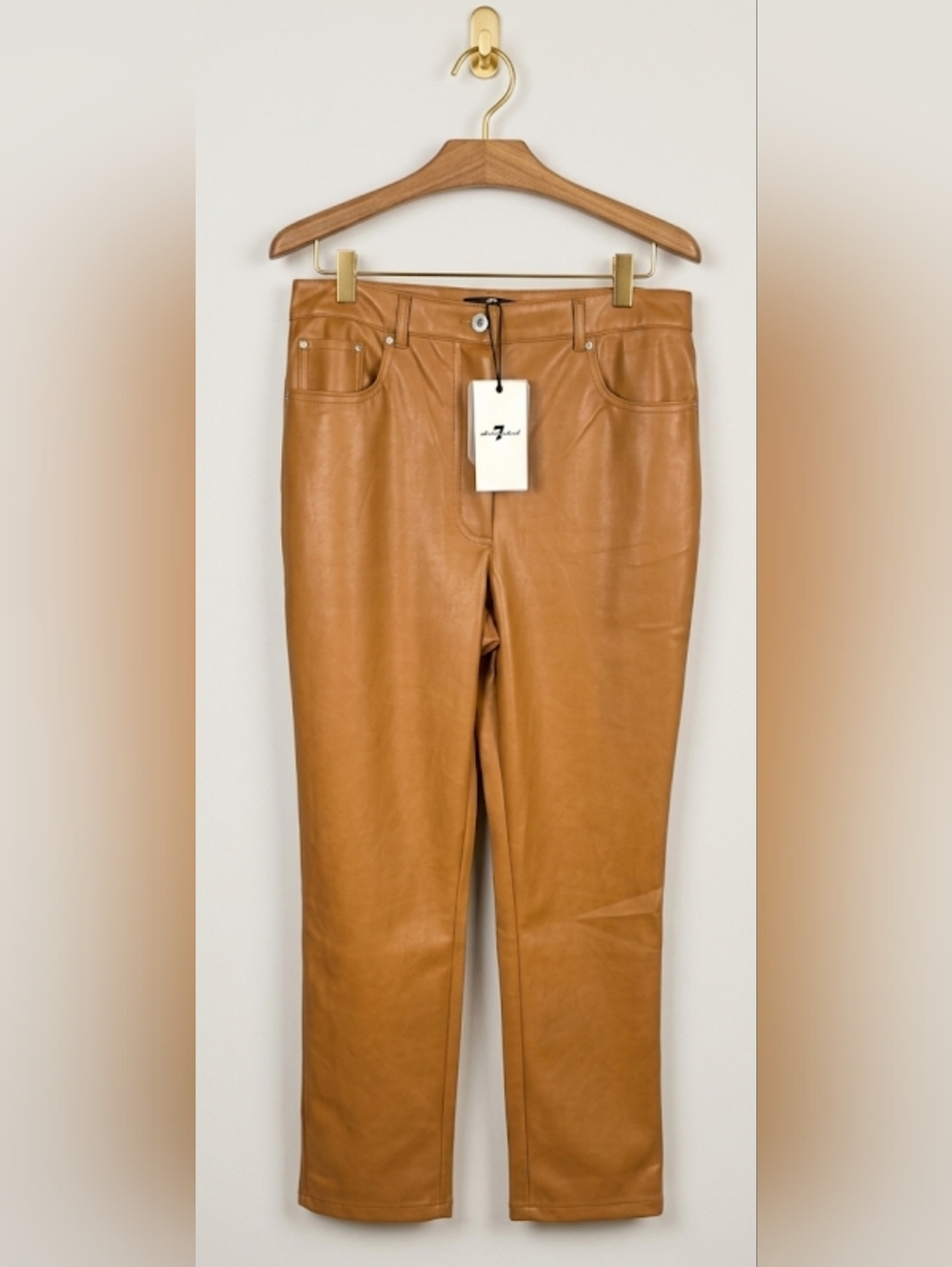 7 For All Mankind Caramel Vegan Leather Pants Small